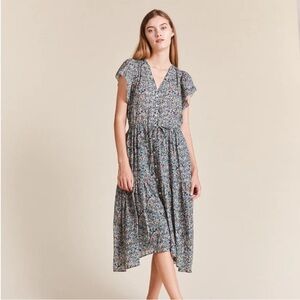 Trovata Kristi Dress in Sea Mist Ditsy Floral Birds of Paradis Size Medium EUC